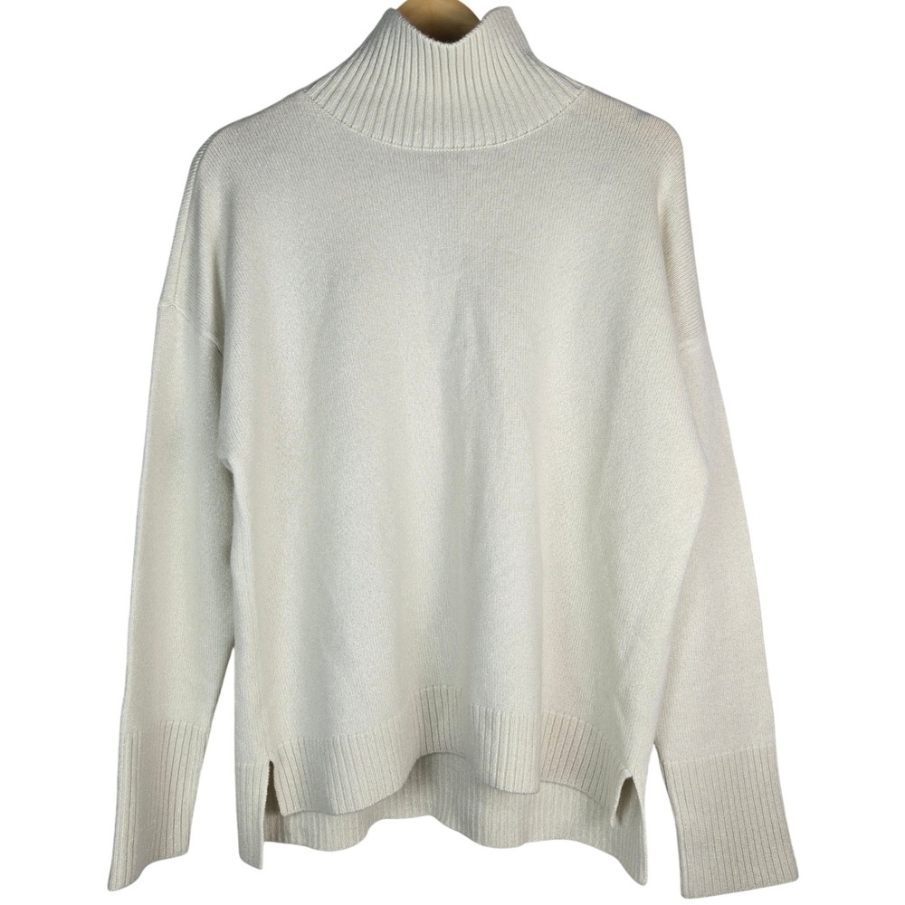 J. McLaughlin Dina Metallic Cashmere Sweater Ivory XL NWT